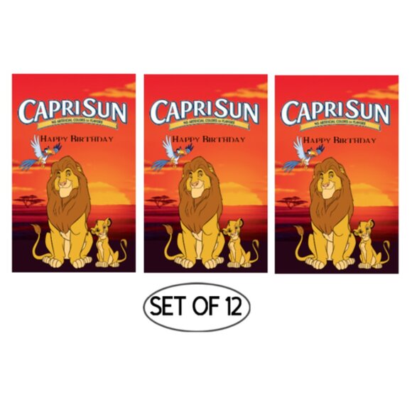 Custom Happy Birthday Lion Themed Juice Pouche labels, Set of 12, Orange - Picture 2 of 4